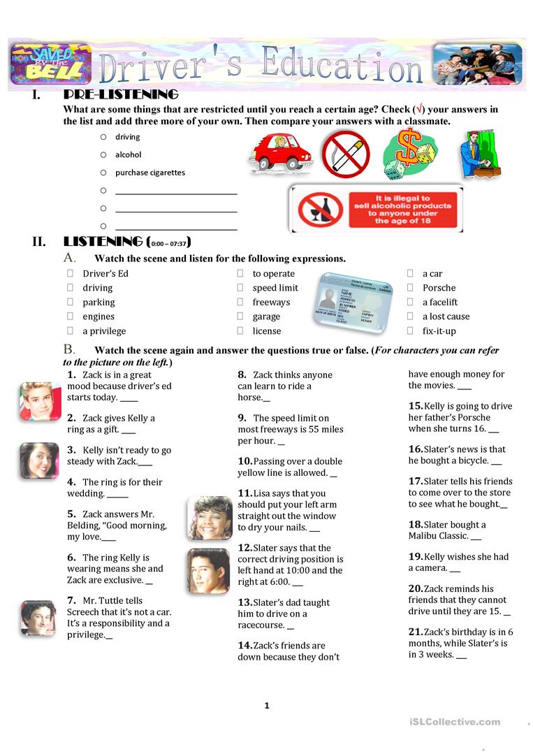 Free Printable Drivers Education Worksheets Richcaqwe
